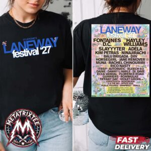 Laneway Festival 2027 Poster Lineup For Australia And New Zealand On February 2027 With headliners Fontaines D.C. And Hayley Williams Black T-Shirt