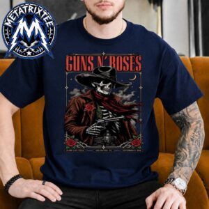 Live Concert Poster For Guns N Roses World Tour 2026 On September 9 2026 At Globe Life Field In Arlington Texas Short Navy T-Shirt
