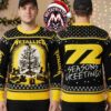 Black Sabbath Winged Devil Logo Purple Snowflake Reindeer Pattern Holiday Christmas Xmas Ugly Christmas Sweater