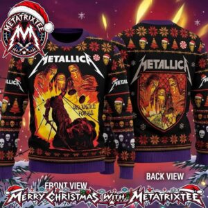 Metallica And Justice For All Lady Justice Fiery Artwork 2026 Knitted Ugly Christmas Sweater