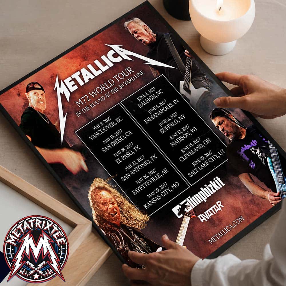 Metallica M72 North America World Tour 2027 With 12 Shows Limp Bizkit And Avatar Kicks Off May 8 To June 19 High-Quality Poster Canvas Metallica M72 North America World Tour 2027 With 12 Shows Limp Bizkit And Avatar Kicks Off May 8 To June 19 High-Quality Poster Canvas