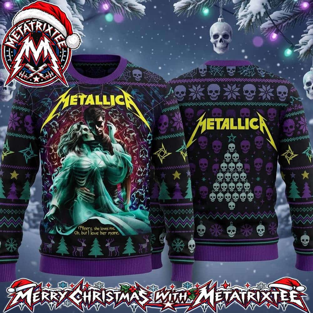 Metallica My Friend of Misery Embracing Ghost Skeleton Knitted Ugly Christmas Sweater Gift For Holiday 2026 Metallica My Friend of Misery Embracing Ghost Skeleton Knitted Ugly Christmas Sweater Gift For Holiday 2026