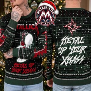 Metallica Rock Band Metal Up Your Xmass Crosses Candy Cane Star Gift For Fan Knitted Ugly Christmas Sweater