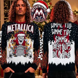 Metallica Santa Skull Hot Rod Gimme Yule Fire 2026 Knitted Ugly Christmas Sweater