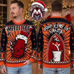 Metallica Some Kind Of Santa Knitted Orange Black Ugly Christmas Sweater Gift For Holiday 2026