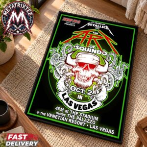 Metallica The Art of Squindo Poster For Las Vegas Nevada On October 2 2026 Celebrating 27 Years of Metallica Art Premium Poster Canvas