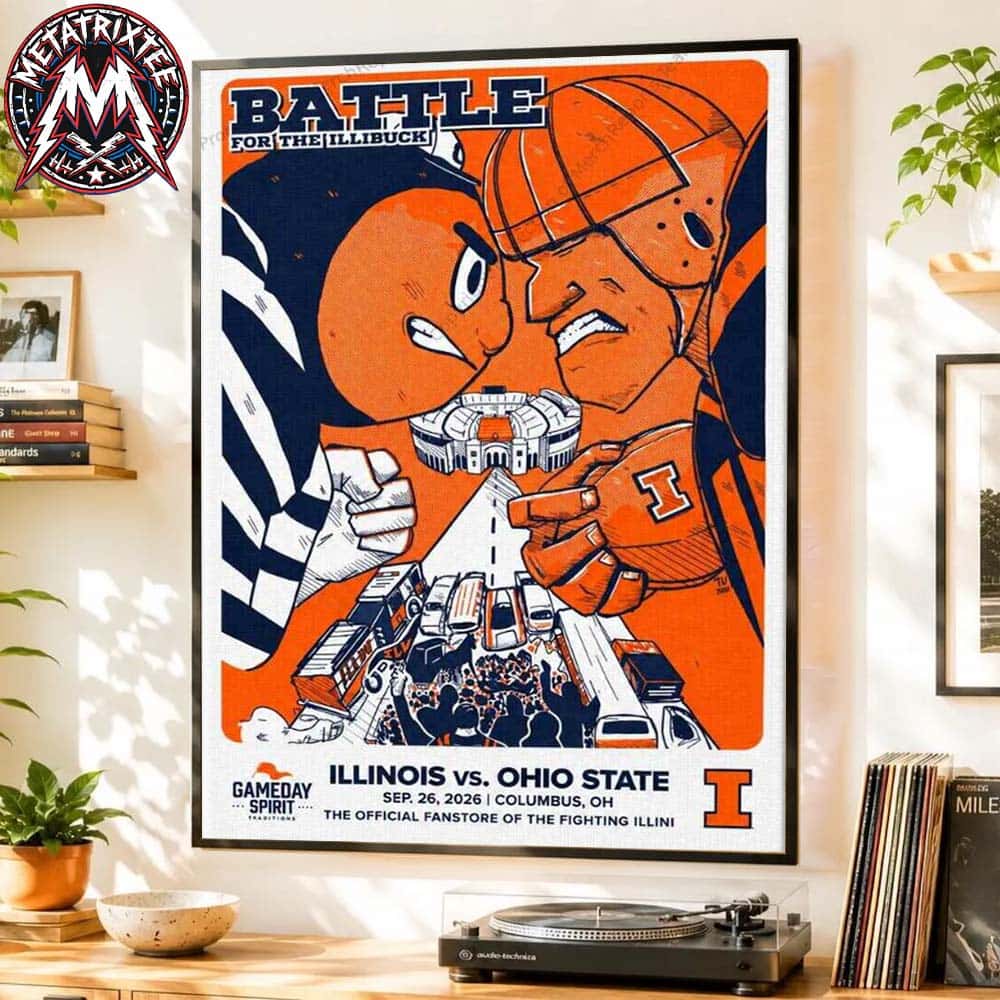 NCAA College Football Matchup Illinois Fighting Illini Vs Ohio State Buckeyes Poster For Ohio Stadium On September 26 2026 High-Quality Poster Canvas NCAA College Football Matchup Illinois Fighting Illini Vs Ohio State Buckeyes Poster For Ohio Stadium On September 26 2026 High-Quality Poster Canvas