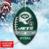 New York Jets Grinch Sitting On Football Jersey Number Personalized 2026 Tree Decoration Holiday Christmas Ornament