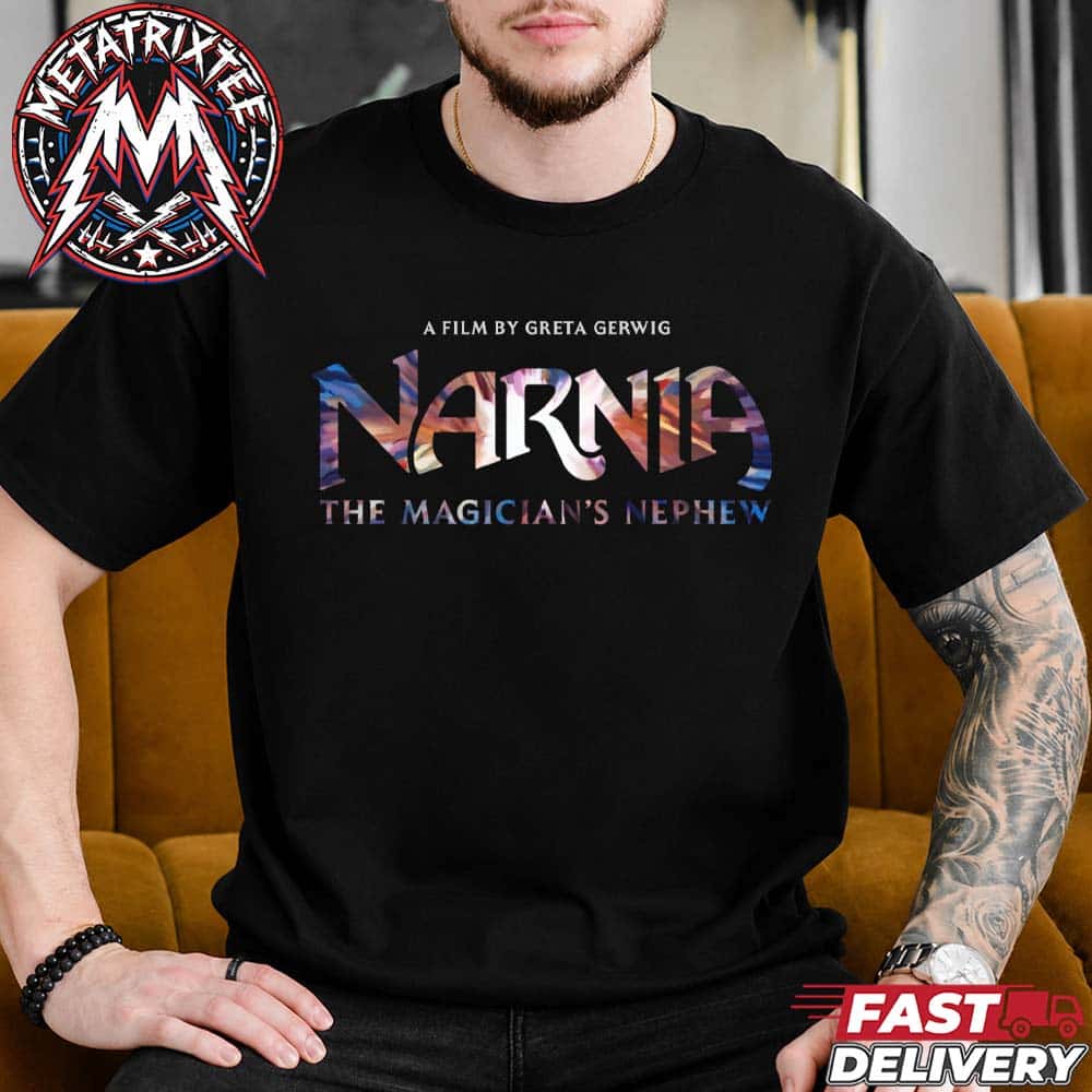 Narnia The Magician’s Nephew First Official Logo For Greta Gerwigs Narnia In Theaters On February 12 2027 Short Black T-Shirt Narnia The Magician’s Nephew First Official Logo For Greta Gerwigs Narnia In Theaters On February 12 2027 Short Black T-Shirt