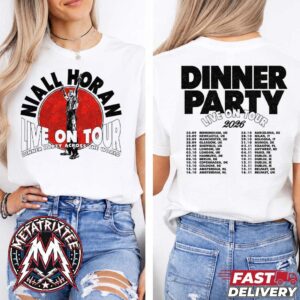 Niall Horan Dinner Party Across The World Tour 2026 Tee Kicks Off In September 22 To November 16 Two Sided White T-Shirt