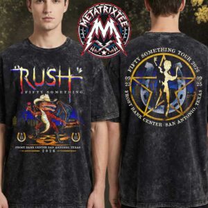 On September 23 And 25 2026 Rock Band RUSH Show Tonight In San Antonio Texas At Frost Bank Center Fifty Something Tour Washed T-Shirt