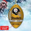 NFL Pittsburgh Steelers United States Map Silhouette Flag Helmet Ball Personalized Name 2026 Tree Decoration Ornament