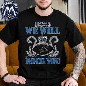 Queen X NFL X Detroit Lions We Will Rock You Merchandise Tee 2026 Black T-Shirt
