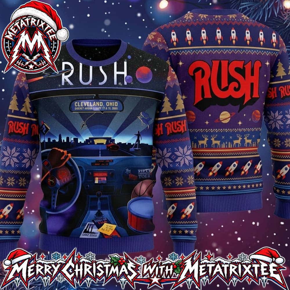 RUSH Band Sci Fi Car Dashboard Cleveland Skyline Space Rocket Fair Isle Pattern 2026 Gift For Fan Knitted Ugly Christmas Sweater RUSH Band Sci Fi Car Dashboard Cleveland Skyline Space Rocket Fair Isle Pattern 2026 Gift For Fan Knitted Ugly Christmas Sweater