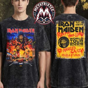 Run For Your Lives 2026 Los Angeles CA Tee Iron Maiden Live Show At The BMO Stadium On September 25 And September 27 2026 Washed T-Shirt