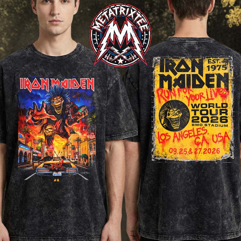 Run For Your Lives 2026 Los Angeles CA Tee Iron Maiden Live Show At The BMO Stadium On September 25 And September 27 2026 Washed T-Shirt Run For Your Lives 2026 Los Angeles CA Tee Iron Maiden Live Show At The BMO Stadium On September 25 And September 27 2026 Washed T-Shirt