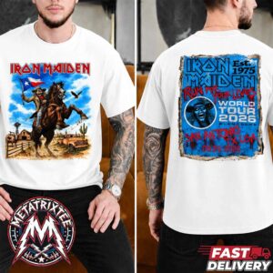 Run For Your Lives 2026 Tour San Antonio Tee For Iron Maiden Celebrating 50th Anniversary In Texas At Alamodome On September 29 2026 Two Sided White T-Shirt