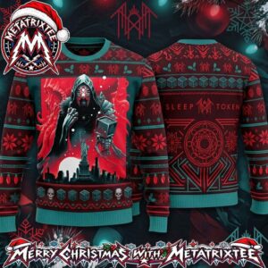 Sleep Token Vessel NYC Statue Of Liberty Red Geometric Rune 2026 Knitted Ugly Christmas Sweater