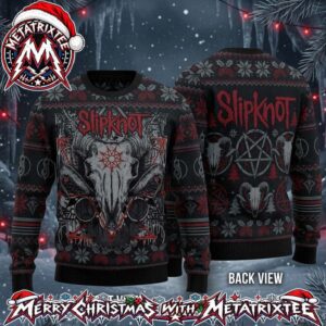 Slipknot Goat Skull Nonagram Tribal S Logo Front And Back 2026 Knitted Ugly Christmas Sweater