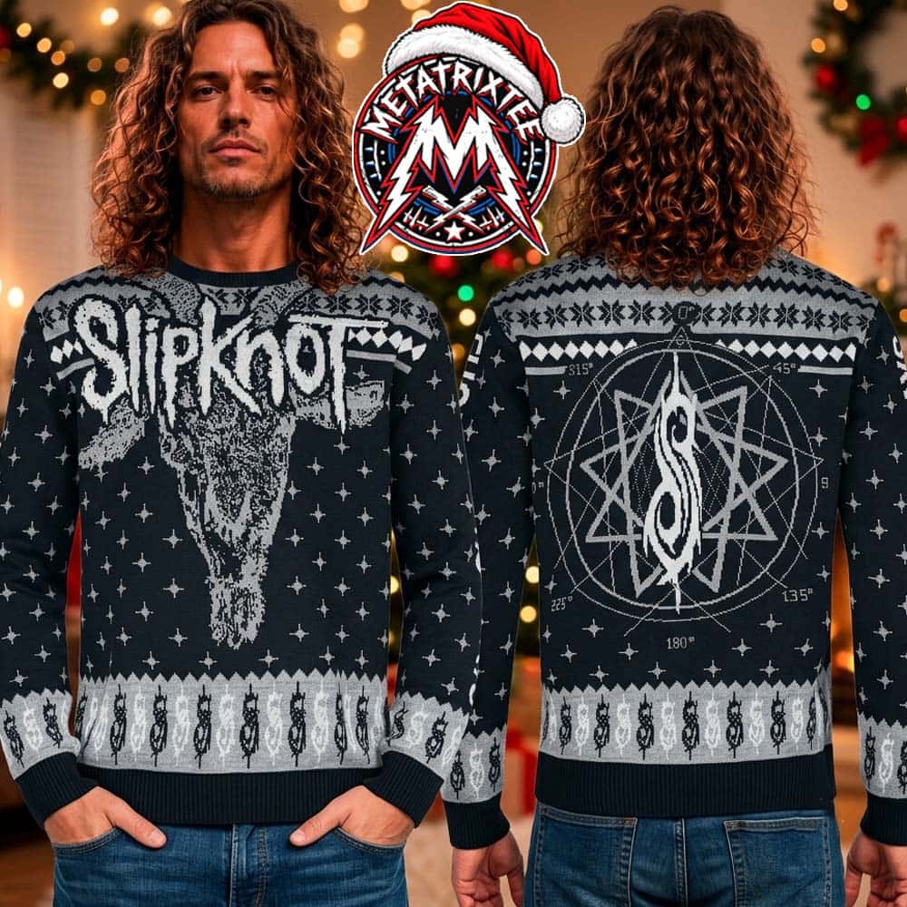 Slipknot Nonagram Star Goat Skull Black White XMAS Collectors Edition Ugly Christmas Sweater Slipknot Nonagram Star Goat Skull Black White XMAS Collectors Edition Ugly Christmas Sweater