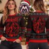 Billie Eilish Album Cover Pose And Hit Me Hard And Soft Typography Blue 2026 Knitted Ugly Christmas Sweater