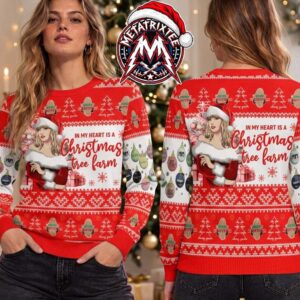 Taylor Swift Christmas Tree Farm Santa Claus Hat Pattern Graphic Red White 2026 Knitted Ugly Christmas Sweater