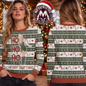 Taylor Swift Ho Ho Ho Merry Swiftmas Music Notes Candy Cane 2026 Knitted Ugly Christmas Sweater