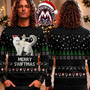 Taylor Swift Merry Swiftmas White Cat Santa Hat Black Knitted Ugly Christmas Sweater Gift For Holiday 2026
