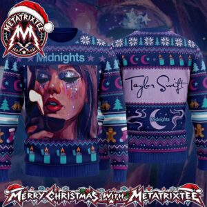 Taylor Swift Midnights Album Lighter Artwork Crescent Moon And Stars Graphic Pattern Knitted Ugly Christmas Sweater Gift For Holiday 2026
