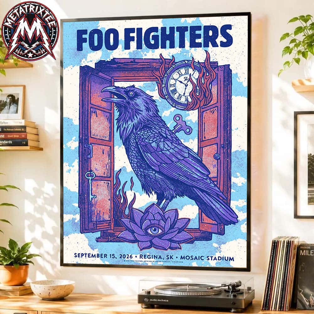 The Foo Fighters Regina Take Cover Tour 2026 Poster By Gregg Gordon On September 15 2026 At Mosaic Stadium In Saskatchewan Decor Music Poster Canvas The Foo Fighters Regina Take Cover Tour 2026 Poster By Gregg Gordon On September 15 2026 At Mosaic Stadium In Saskatchewan Decor Music Poster Canvas
