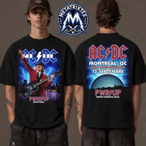 Tour Poster For ACDC PWR UP Tour 2026 On September 12 2026 At Parc Jean Drapeau In Montreal QC Two Sided Print T-Shirt