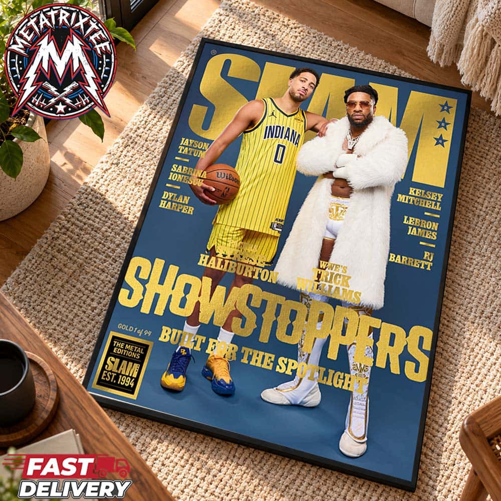 Tyrese Haliburton And Trick Williams SLAM 264 Magazine Showstopper Team Indiana Pacers Gold Metal Editions Premium Poster Canvas Tyrese Haliburton And Trick Williams SLAM 264 Magazine Showstopper Team Indiana Pacers Gold Metal Editions Premium Poster Canvas