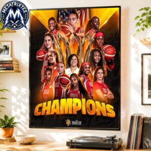 USA Team Poster For 5th Straight Champions Of 2026 FIBA Womens Basketball World Cup Premium Poster Canvas
