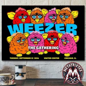 Weezer Band Chicago The Gathering Tour 2026 Show Poster For The United Center In IL On September 22 2026 High-Quality Poster Canvas