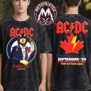 Winnipeg PWR UP Tour Tee For ACDC Concert On Sunday September 20 2026 At The Princess Auto Stadium In Canada Two Sided Washed T-Shirt