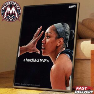 A Handful Of MVP’s A’ja Wilson Las Vegas Aces Wins Record Fifth WNBA MVP Award High-Quality Poster Canvas