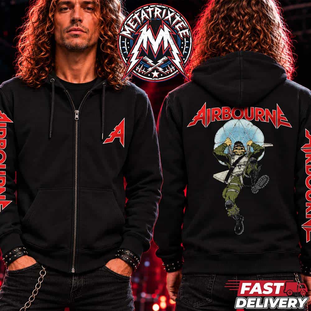 Airbourne Scorch Incoming 2026 Tee For Paratrooper Skull Zip-Up Hoodie T-Shirt Airbourne Scorch Incoming 2026 Tee For Paratrooper Skull Zip-Up Hoodie T-Shirt