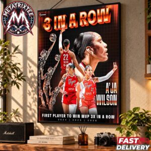 A’ja Wilson First Player To Win MVP 3X In A Row 2026 Becoming The First Player In League History Gallery-Style Poster Canvas