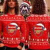 Arsenal FC Premier League Crest Reindeer Snowflake Cannon Pattern 2026 Knitted Ugly Christmas Sweater