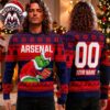 Arsenal FC Premier League Crest Reindeer Snowflake Cannon Pattern 2026 Knitted Ugly Christmas Sweater