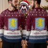 Aston Villa FC Premier League Crest Lion Christmas Gnomes Pattern Claret And Blue 2026 Knitted Ugly Christmas Sweater