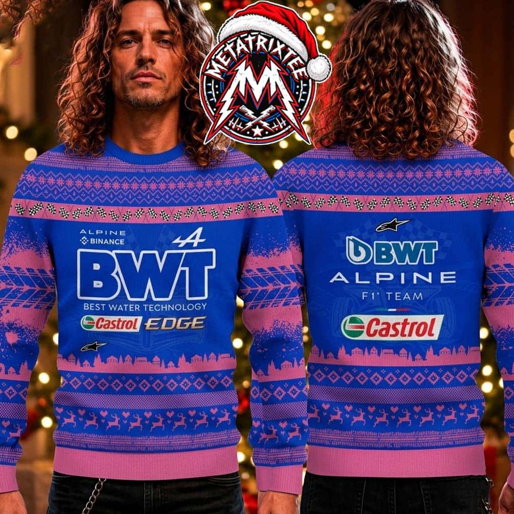 BWT Alpine F1 Team Castrol Blue Pink Snowflake Reindeer Pattern Gift For Fan Knitted Ugly Christmas Sweater BWT Alpine F1 Team Castrol Blue Pink Snowflake Reindeer Pattern Gift For Fan Knitted Ugly Christmas Sweater