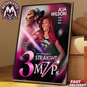 Back To Back A’ja Wilson Player In WNBA History To Win Most Valuable Player Three Times In A Row 2026 Professional Poster Canvas