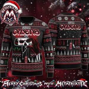Bad Omens Metalcore Skull In Rearview Mirror Hanging Cross Bullet Symbols 2026 Knitted Ugly Christmas Sweater