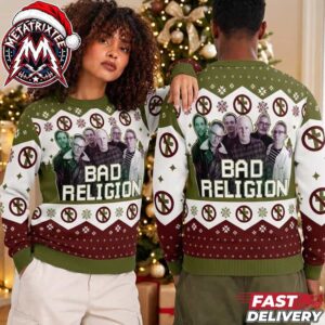 Bad Religion Band Member Crossbuster Pattern Personalized Christmas 2026 Holiday Ugly Christmas Sweater