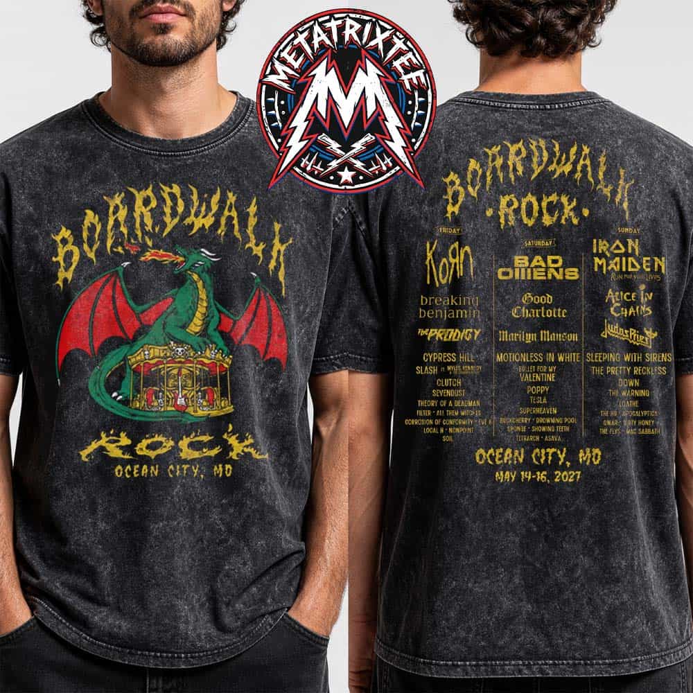 Boardwalk Rock Fest 2027 On May 14 To 16 In Ocean City Maryland At The Ocean City Inlet Dragon Lineup Tee Washed T-Shirt Boardwalk Rock Fest 2027 On May 14 To 16 In Ocean City Maryland At The Ocean City Inlet Dragon Lineup Tee Washed T-Shirt