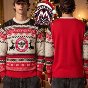Brentford FC Bee Logo Premier League Reindeer Christmas Gift Custom Ugly Christmas Sweater