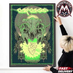 Carcass Live at Damnation Festival 2026 Poster Sat 7th November at BEC Arena Manchester UK Green Toxic Edition by Jimbob Isaac Gallery-Style Poster Canvas