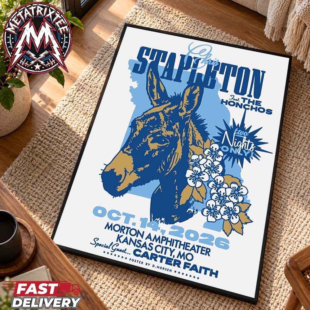 Chris Stapleton Kansas City Night One Concert Poster By D Norsen For October 14 2026 At Morton Amphitheater In MO Gallery-Style Poster Canvas Chris Stapleton Kansas City Night One Concert Poster By D Norsen For October 14 2026 At Morton Amphitheater In MO Gallery-Style Poster Canvas