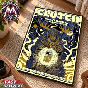 Clutch Band With Slomosa and Blood Vulture Live at House of Blues 2026 Concert Poster For New Orleans On October 22 2026 Gallery-Style Poster Canvas